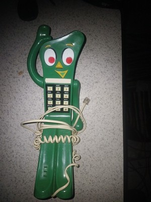 Vintage 1985 Gumby Phone Lewco Prema Toy Co Push Button Telephone Tested Works