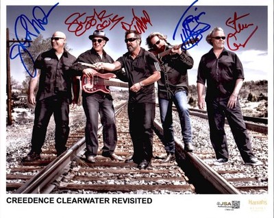 CREEDENCE CLEARWATER REVISITED SIGNED 8x10 COLOR GROUP PHOTO     STU COOK    JSA