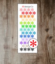 Asterisk Planner Reminder Stickers 52 Matte or Glossy Paper Kiss Cut (#103)