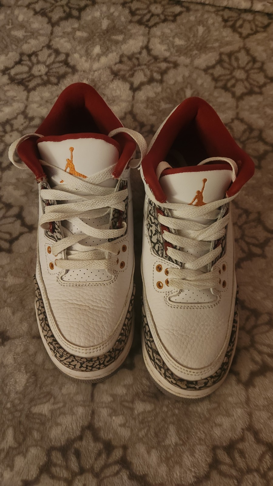 Nike Air Jordan 3 Retro Cardinal Red White 398614-126 Size 5.5Y Youth Sneakers