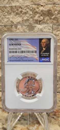 1963 25C (Proof) Washington Quarter GEM Proof