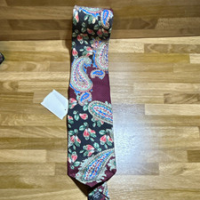 Jacques Ester Men's Designer Tie Paisley Pattern Burgundy Black One Size