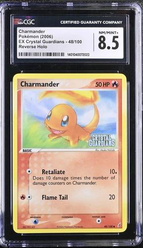 Pokemon TCG EX Crystal Guardians Charmander 48/100 Reverse Holo CGC 8.5 NM/MINT+