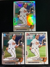 2021 Bowman Chrome Draft CONNOR NORBY 1st Rookie REFRACTOR Marlins 3 Card RC Lot