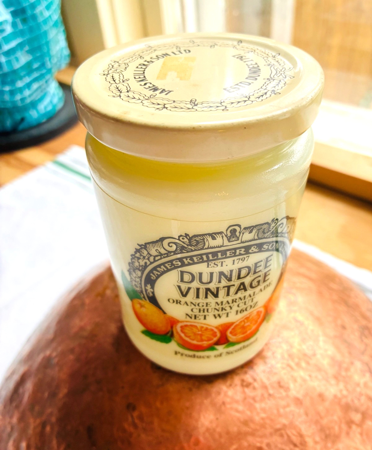 Vintage James Keiller & Son ORANGE MARMALADE CHUNKY CUT JAR  Dundee Scotland