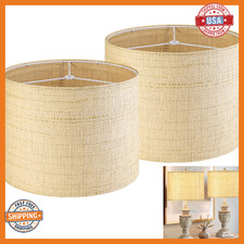 GO SO Medium Drum Lamp Shades Set of 2 Woven Lampshades, 13" L x 13" H E26 Spid