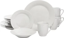 10 Strawberry Street Simply Round 16 Piece Dinnerware Set, White 