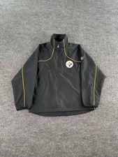 Pittsburgh Steelers Jacket Boys Youth Medium Black Reebok NFL Windbreaker 90s