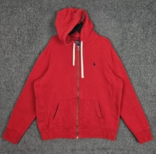 Polo Ralph Lauren Hoodie Men's XL Red Full Zip Fleece Sweatshirt Pony Logo 2000s