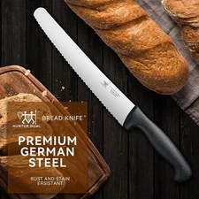 Bread Knife 10 inch Serrated Sourdough Slicer Cutter 1.4116 German Steel Ergonom