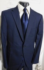 HICKEY FREEMAN SUPER 130'S SIZE 42R NAVY W/STRIPES 2 BUTTON WOOL SUIT
