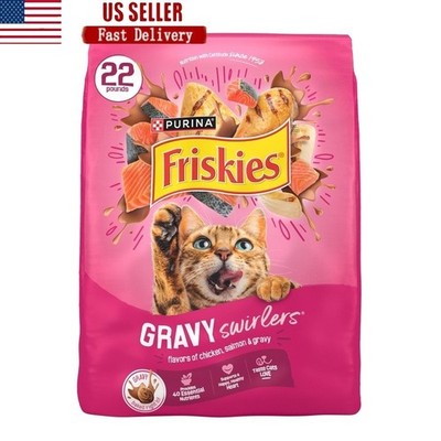 Savory Chicken Salmon Gravy Dry Cat Food Kibble 40 Nutrients Immune Support New