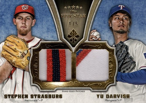 2012 Topps Five Star Active Dual Patches #SD Yu Darvish/Stephen Strasburg 1/5! - Picture 1 of 2