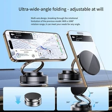 2Pcs 360 Vacuum Magnetic Phone Holder Adjustable Suction Cup Car Mount Foldable