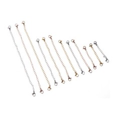 12 Pcs Stainless Steel Lobster Buckle Extension Chains for Necklace and Bracelet