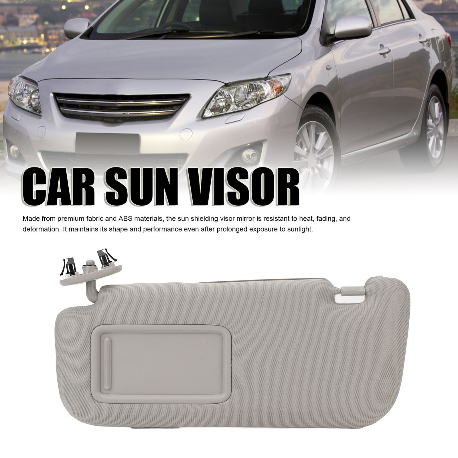Left Sun Visor Fabric Grey Sun Shielding Visor Mirror With Makeup Mirror For