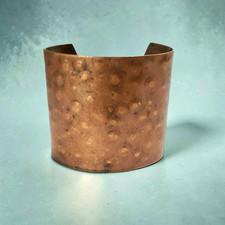 Vintage Hammered Copper Wide Cuff Bracelet 2.25" Artisan Boho Statement 68g