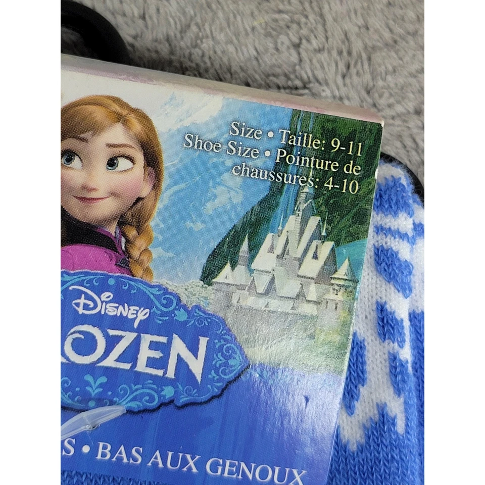 Disney Frozen Elsa Anna Calcetines Hasta la Rodilla Niñas Zapato Talla 9-11 Azul Blanco Foto 2 de 3
