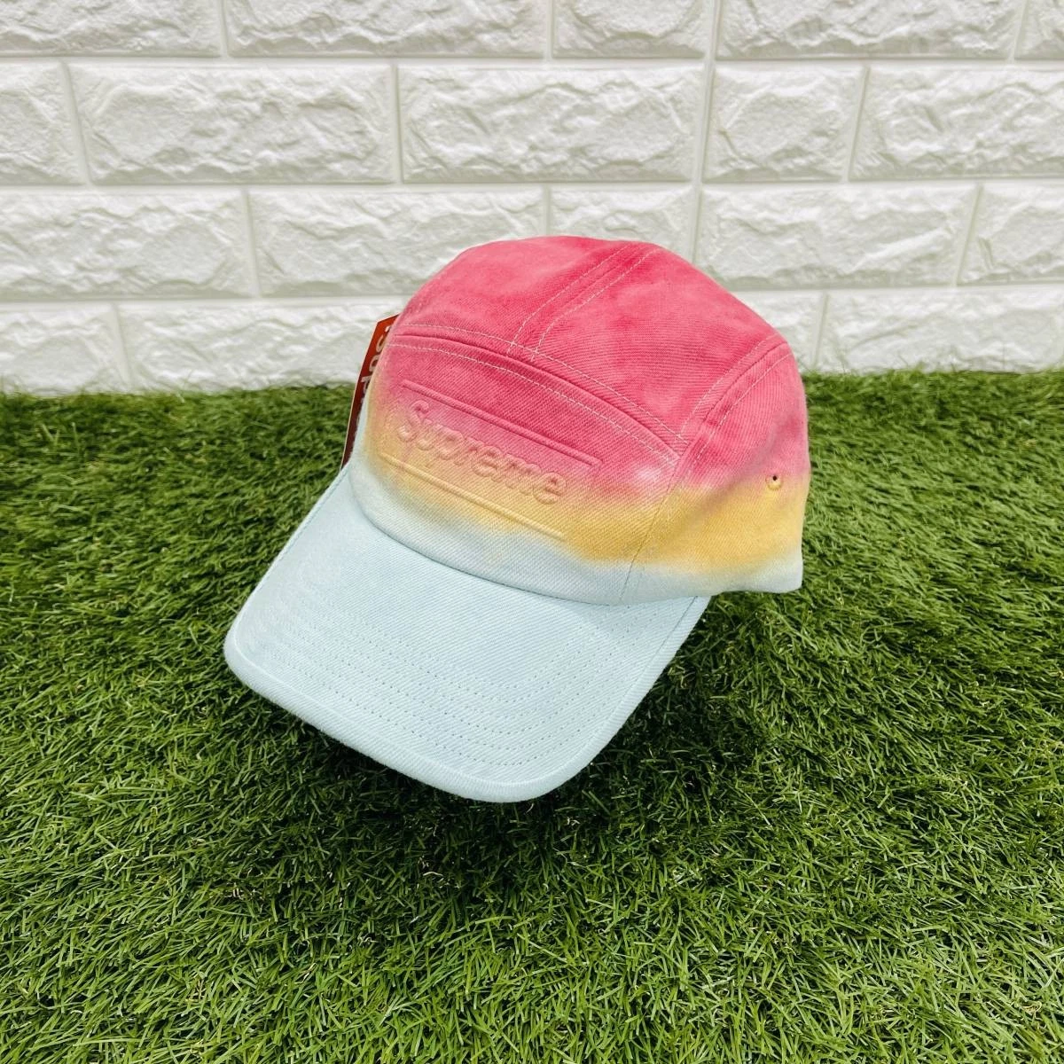 Casquette de camping en denim gaufré Supreme bleu clair jaune rouge suprême