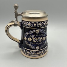 Domdesign West Germany Lidded Ceramic Beer Stein Cobalt Blue Lion Crest