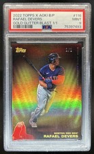 2022 Topps x Steve Aoki's Baseball Party Rafael Devers Gold Glitter #1/1 PSA 9