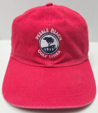 Pebble Beach Collection Golf Links Hat Cap Strap Back Red Classic 1919 Logo Exc