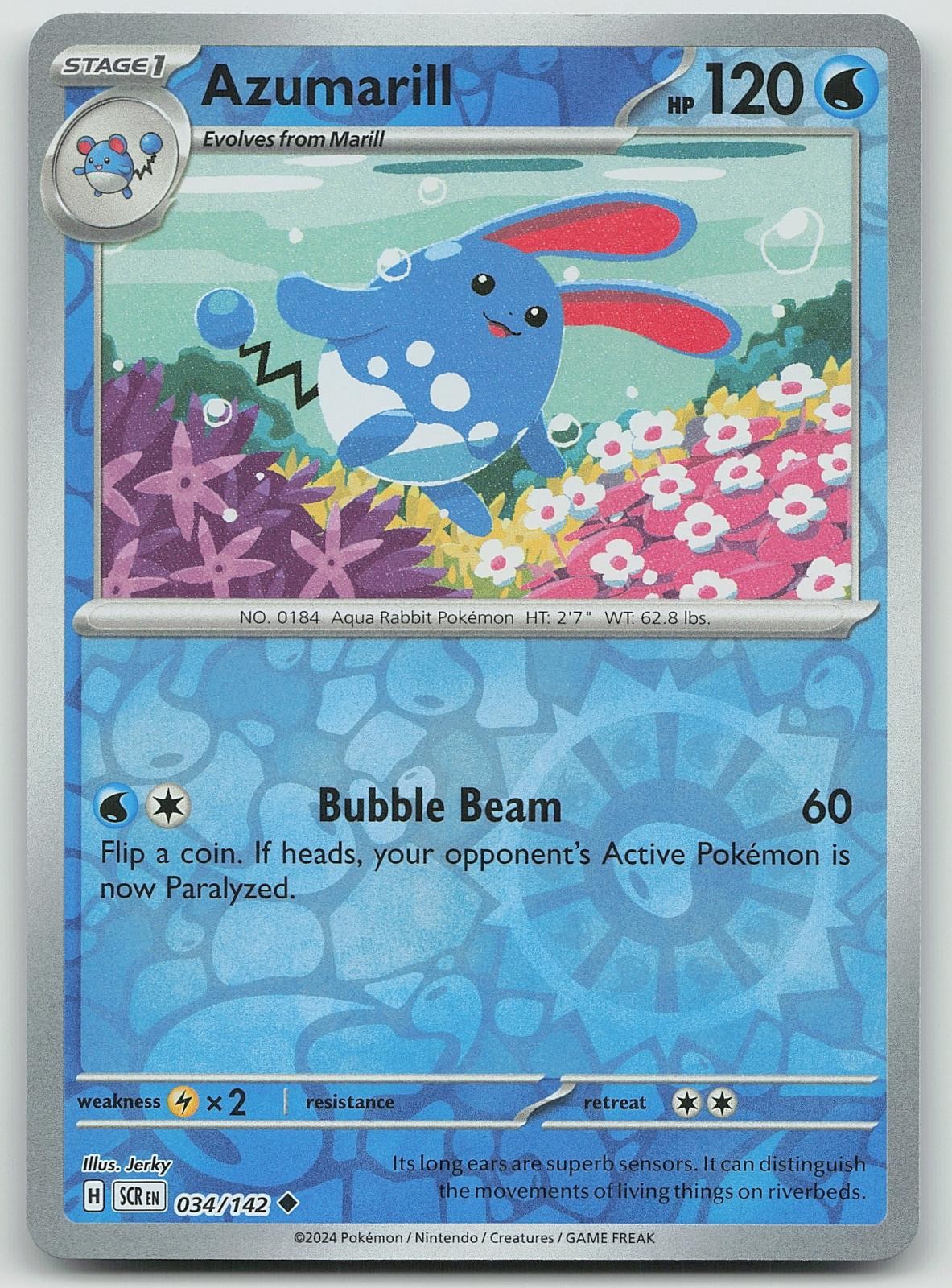 Pokemon Azumarill 34/142 Stellar Crown Uncommon Reverse Holo NM