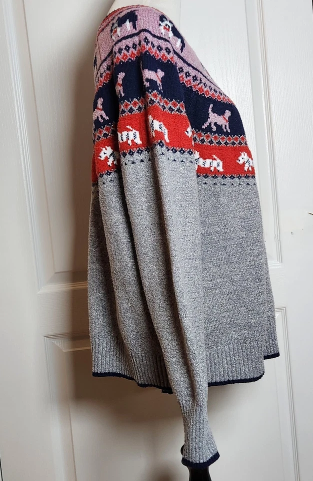 Suéter tejido Fair Isle gris plateado feo Navidad Holiday Time para mujer XXL DOGS Foto 3 de 4
