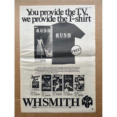 RUSH EXIT...BÜHNE LINKS VHS/T-SHIRT POSTER GRÖßE Original Musik Presse Werbung von
