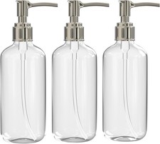 Refillable Clear Soap Dispenser Bottle with Pump 16 oz BPA-Free Plastic Boston