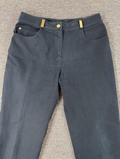 St John Sport Pants Womens 6 Black Stretch Straight Leg Gold Hardware Twill