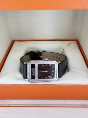     Hermès Cape Cod Watch Brown Dial Black Leather Strap Swiss Made with Box