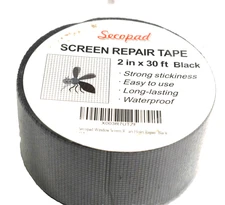 Secopad Screen Repair Tape 2" x 30' Black Waterproof Easy Use Single Roll