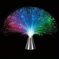 Battery Powered Colour Changing Fibre Optic Mood Lamp Cone Shape Table Light NEW