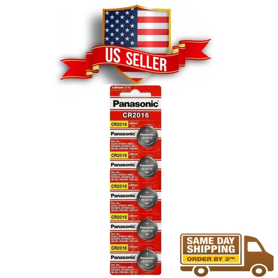5 x PANASONIC CR 2016 CR2016 CR-2016 CÉLULA DE MOEDA DE LÍTIO Botão Bateria Expira em 2033 - Imagem 2 de 4