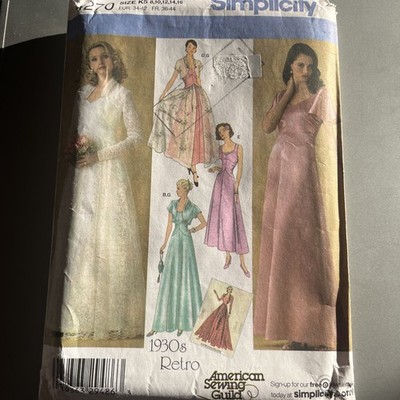 Simplicity Schnittmuster Braut BRAUTKLEID 30er Retro SCHNITT AUF 16 8-14 4270