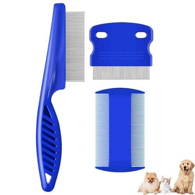 3 Pack Pet Hair Comb Stainless Steel Flea Lice Combs Dog Cat Grooming Kit NEW