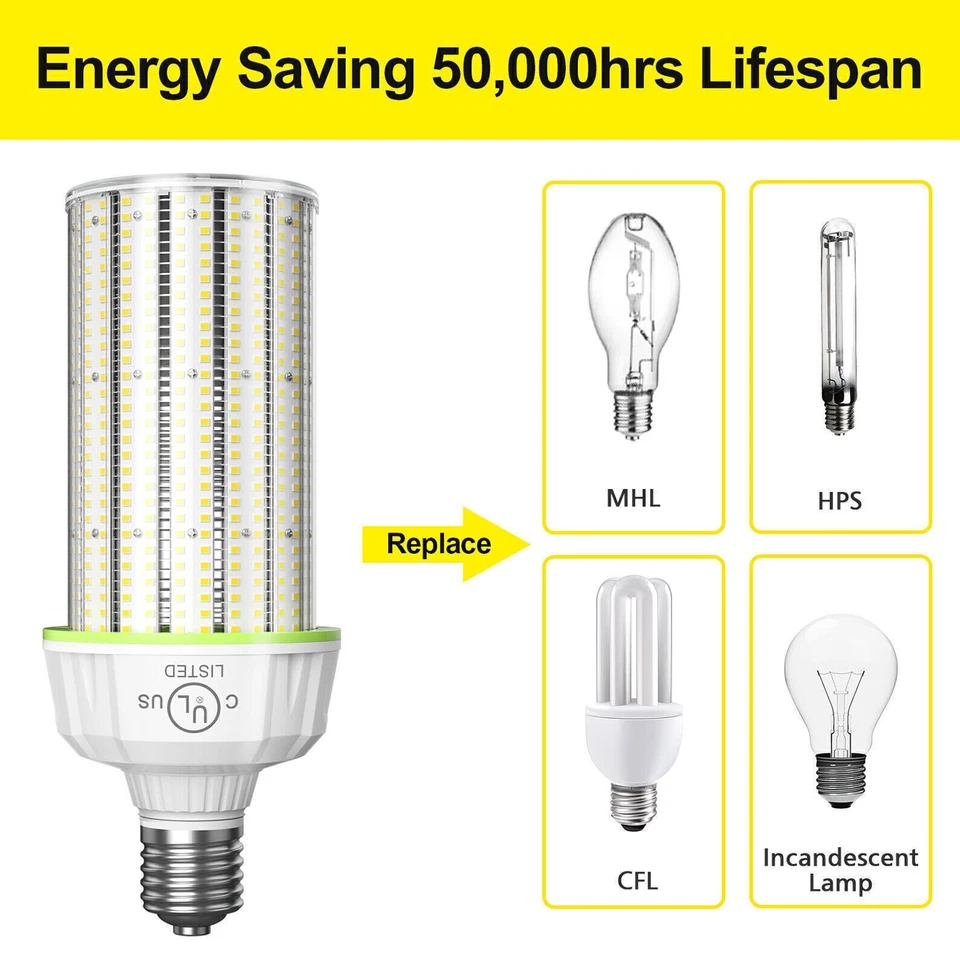LED Corn Light Bulb 80W E39 Base for Warehouse Factory Workshop High Bay 5000K - Image 3 of 4