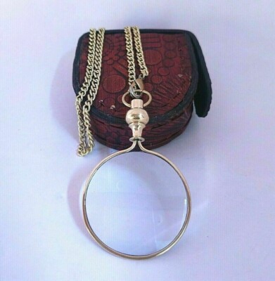 Vintage Magnifying Glass Necklace Pendant Graceful Swan Gold Tone With Case