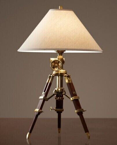 Nautical Antique Brass Royal Marine Tripod Table Lamp Industrial Lamps - Picture 1 of 2