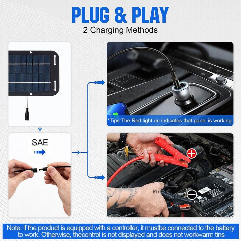 12V 30W Portable Solar Panel Car Boat Solar Panel Battery Maintainer