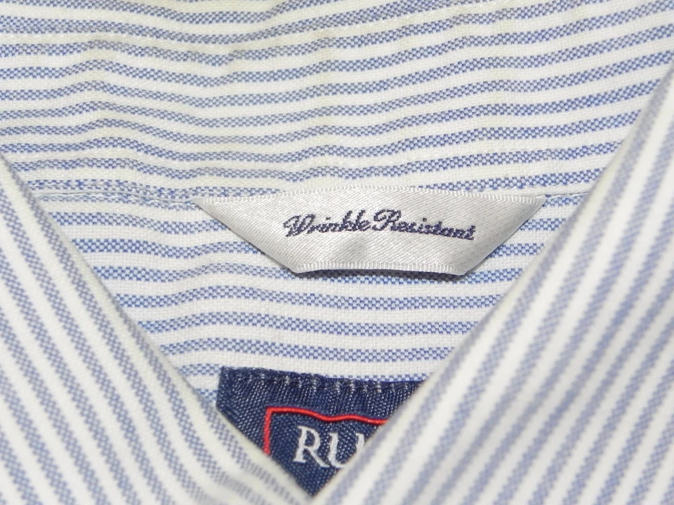 Camisa de tela Oxford de algodón con botones a rayas azules blancas XL 16 RUGGED BEAR para niños Foto 4 de 4