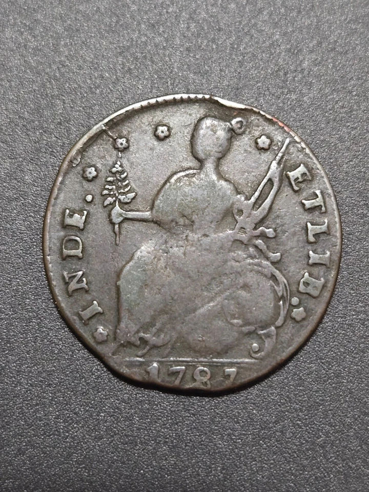 1787 Connecticut Copper Draped Bust Left scarce Miller 32.2-X.1, R3 W-3220 H60 - Image 2 of 2