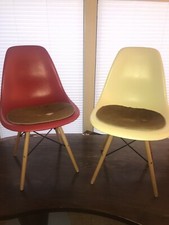 Sitzkissen Eames Chair Leder Kuhfell hellbraun 2 DSW DSX DSR Filz Kissen