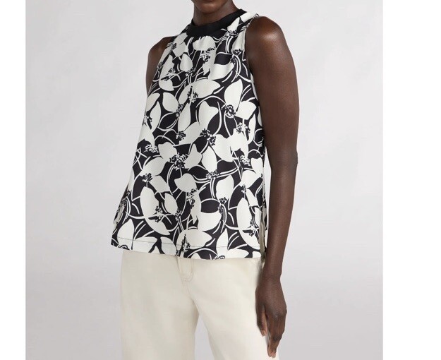 Scoop Women’s Black And White Sleeveless Hi-Low Top Size XL NEW