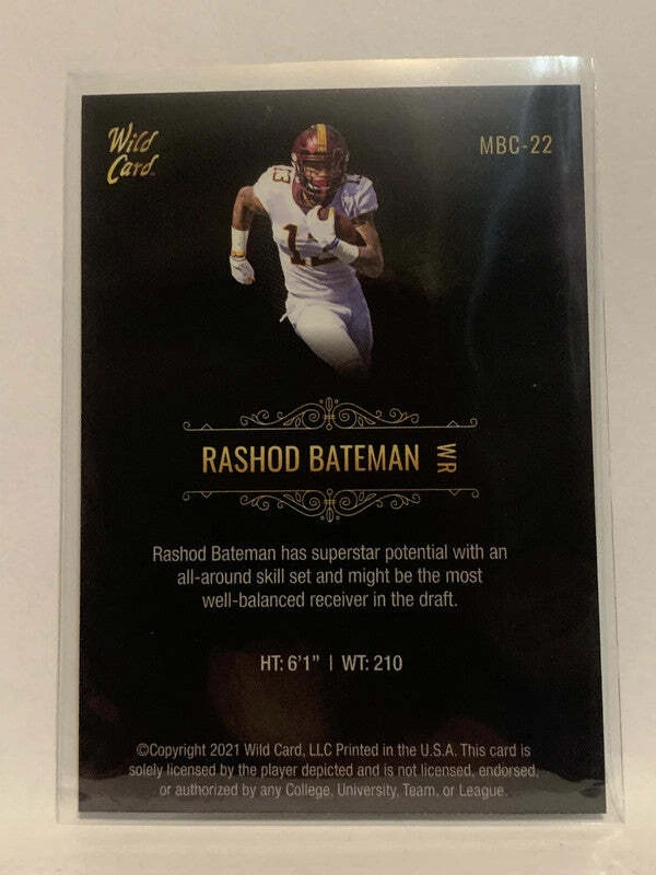 #MBC-22 Rashod Bateman Rookie Minnesota  2021 Wild Card Matte Football Card NHL - Image 2 of 2