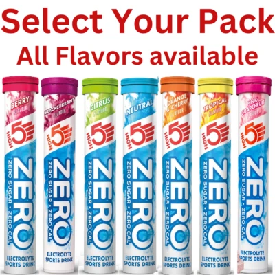 BRANDED HIGH5 ZERO Electrolyte Hydration Tablets Added Vitamin C 20Tab Best Energy Table