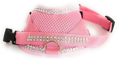 MASI DOGSDESIGN Softgeschirr Brustgeschirr Hundegeschirr XS S M Welpen rosa Meshgewebe Glitzer