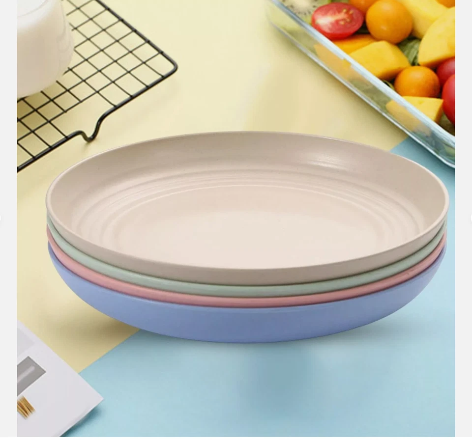 4x Teller aus Weizenstroh Geschirr spülmaschinenfest bio Weizenstrohteller - Bild 4 von 4