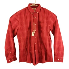 Cutter & Buck shirt mens S Small red long sleeve button cotton collar NWT
